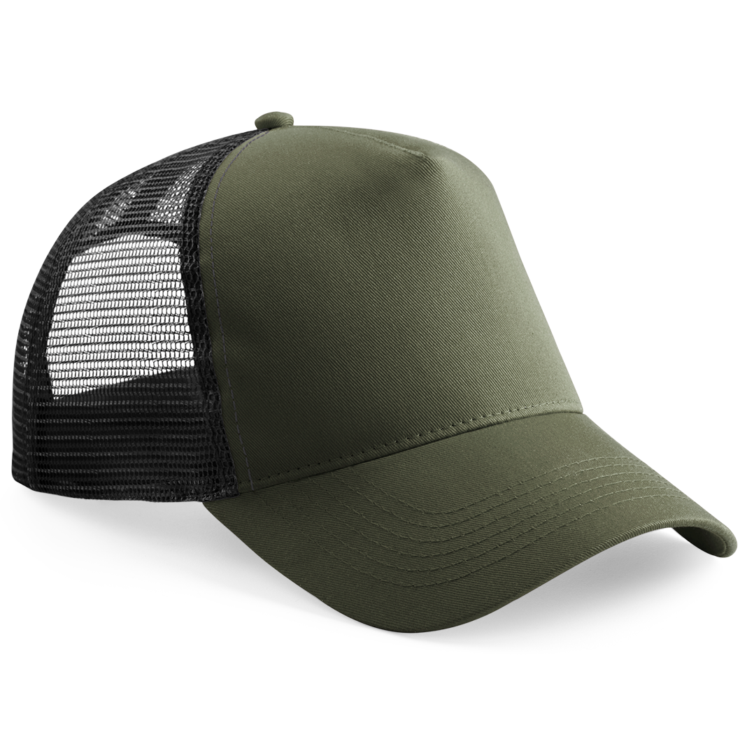 Beechfield - Trucker 5 Panel - Trucker/Snapback - Olive Green/Black