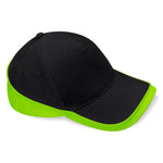 Beechfield - Teamwear Competetion Cap - Adjustable - Black/Lime Green