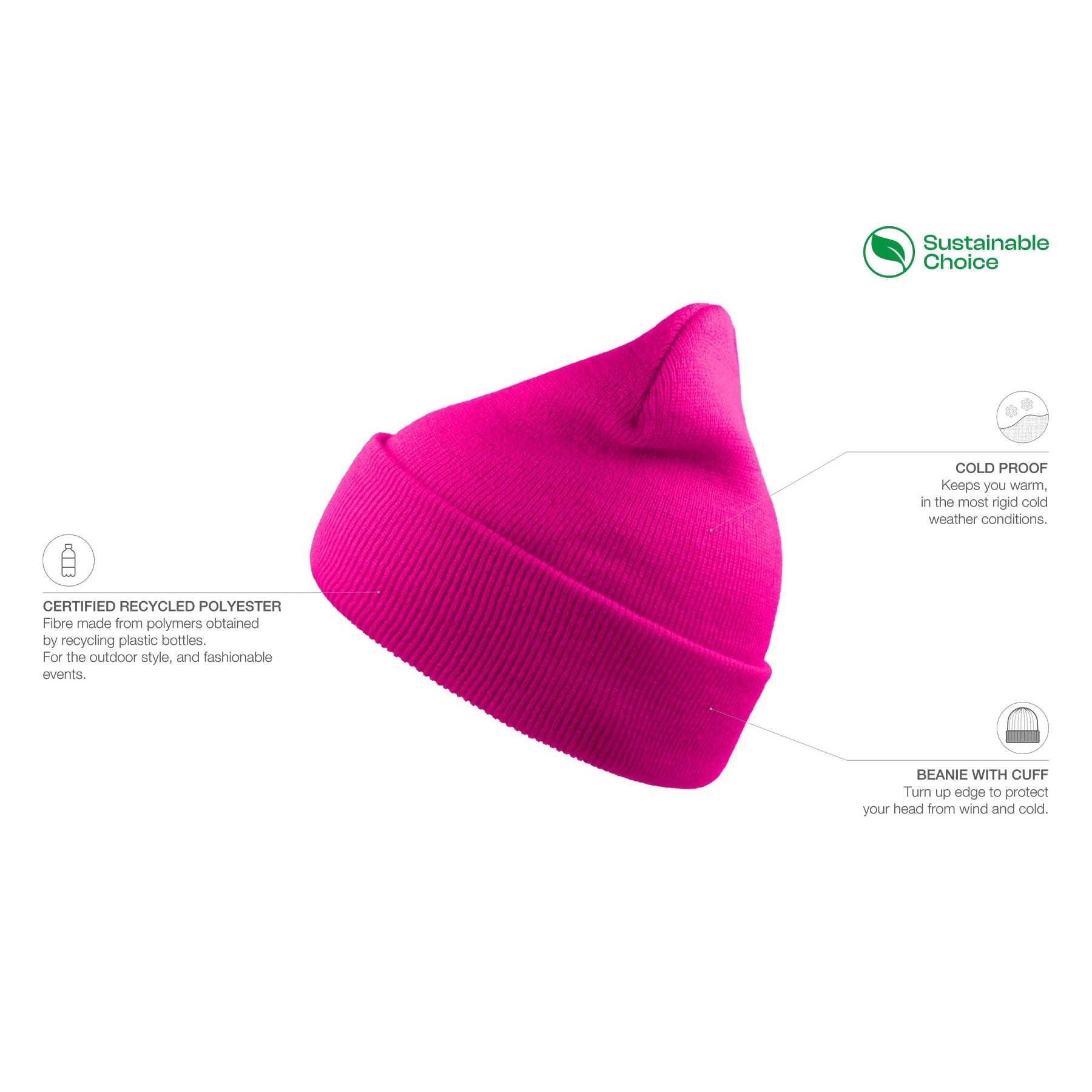 Atlantis - Wind Recycled - Beanie - Fuchsia