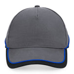 Beechfield - Teamwear Competetion Cap - Adjustable - Graphite Grey/Black/Bright Royal