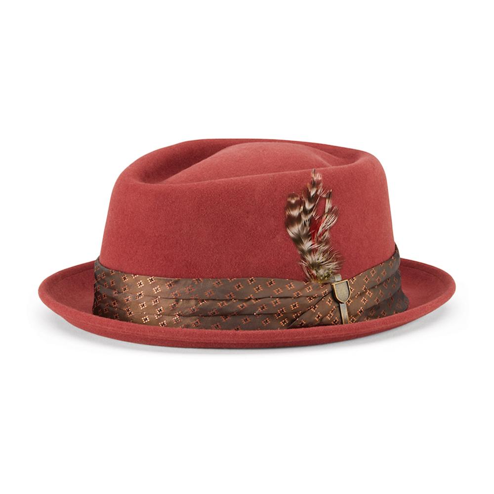 Brixton - Stout Pork Pie - Fedora Hat - Dark Brick