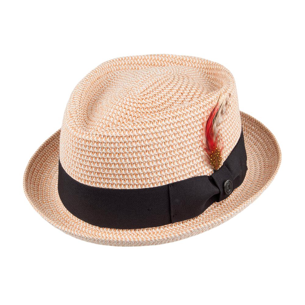 Jaxon & James - Diamond Crown Toyo Braided Pork Pie Hat - Straw Hat - Natural