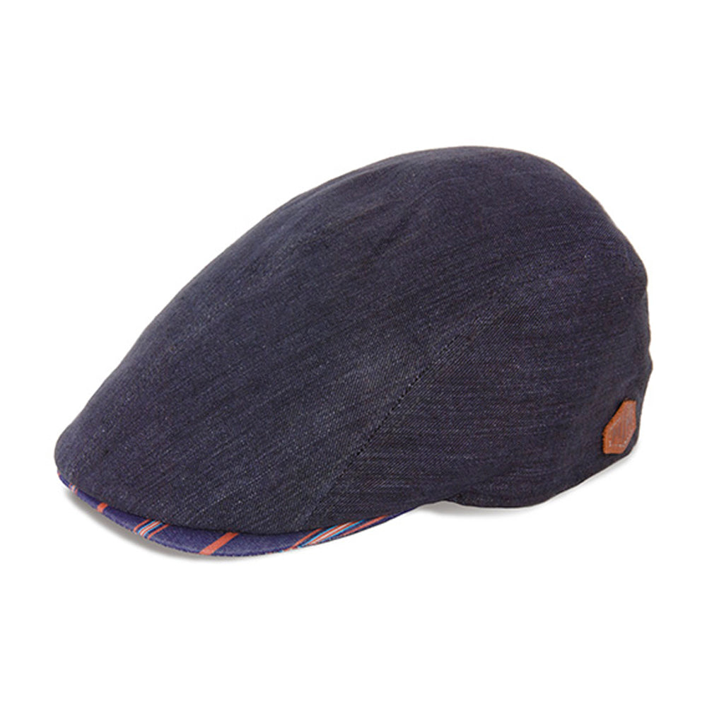 MJM Hats - Daffy 3 Linen - Sixpence/Flat Cap - Blue Denim