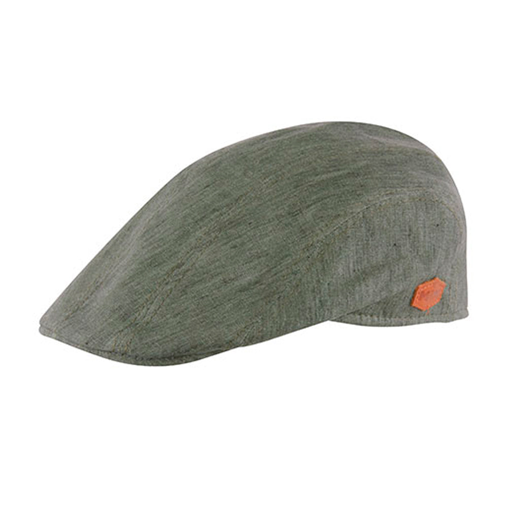 MJM Hats - Maddy Linen - Sixpence/Flat Cap - Olive Green