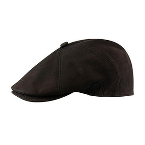 MJM Hats - Rebel Nappa Wax - Sixpence/Flat Cap - Black