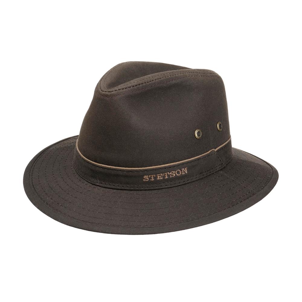 Stetson - Avasun Waxed Cotton Traveller Hat - Fedora - Dark Brown